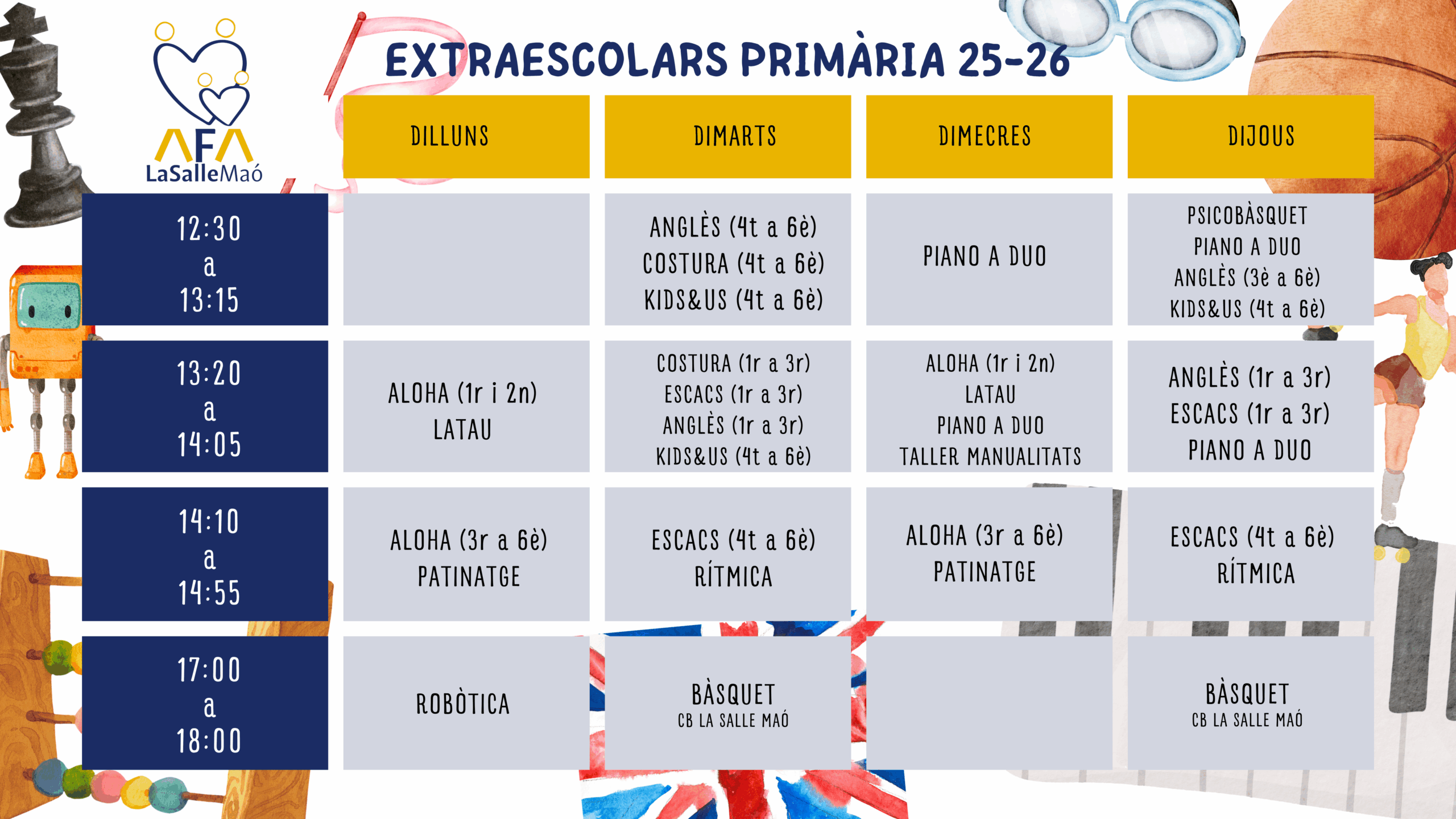 Horari extraescolars EP